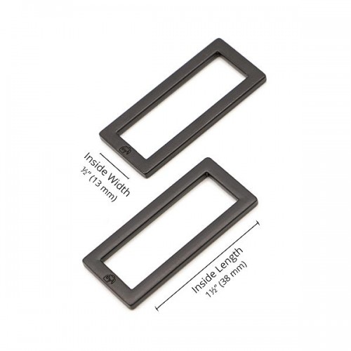 Rectangle Ring Flat (1.5") 2pk - BLACK/METAL
