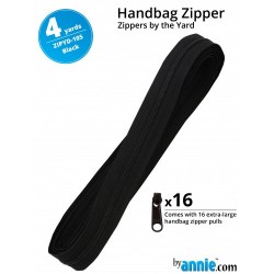 Zipper - 4yd with 16 Pulls - BLACK with Black Pulls