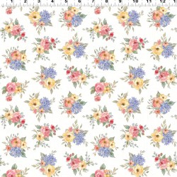 Coastal Cottage  Tossed Floral (Digital) - WHITE