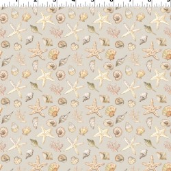 Coastal Cottage  Seashells (Digital) - KHAKI