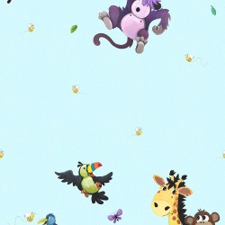 Jungle Friends  Double Border (Digital) - LIGHT BLUE