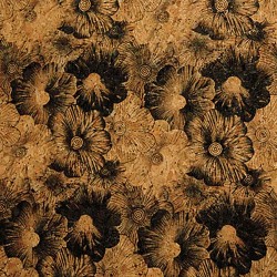 Cork Fabric - Flower/Black