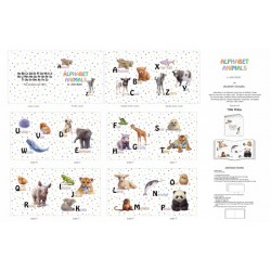 Book Panel - Alphabet Animals (90cm) - WHITE