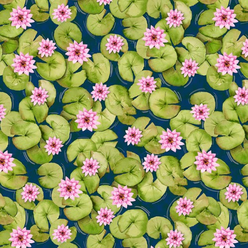 Lily Pad Allover - GREEN/NAVY