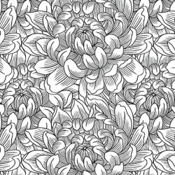 Pen and Ink Peonies - WHITE