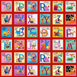 ABC Blocks Panel 60cm Digital - RED MULTI/RED MULTI