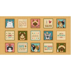 Cat Blocks Panel (60cm) - GOLD