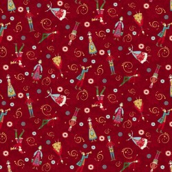 Folk Art People Toss - RED MULTI