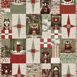 Patchwork Blocks Panel 150cm (Flannel) (Digital) - CHRISTMAS