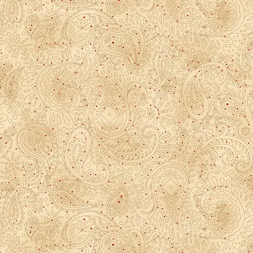 Paisley with Tiny Red Dots - BEIGE
