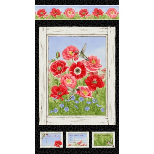 Poppy Quilt Panel (60cm) - RED
