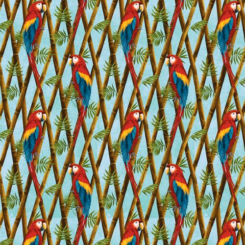 Parrot on Bamboo - SKY BLUE
