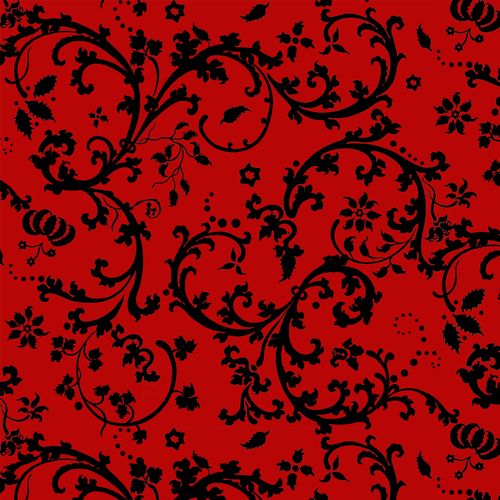Red Ground with Black Scroll - RED
