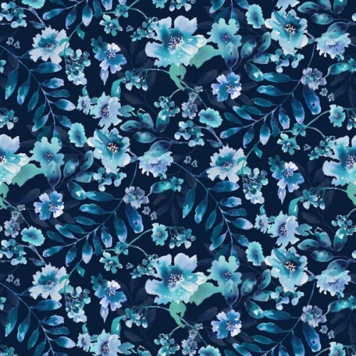 Watercolor Large Floral - NAVY