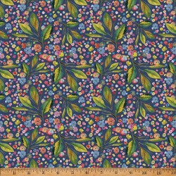 Whimsical Flowers/Leaves - NAVY