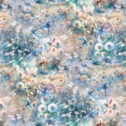 Dragonfly Wildflower Field (Digital) - DUSTY BLUE
