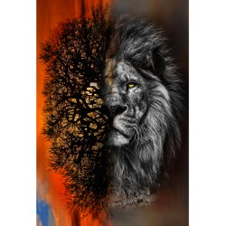 Digital Lion in Shadow Panel (82cm)- SUNSET