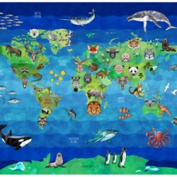 Map with Animals Digital Panel (89cm)