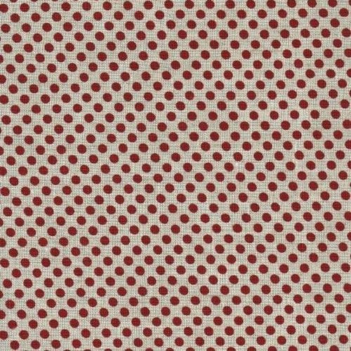 Linen 100% (1.5m) - Dots - NATURAL/RED