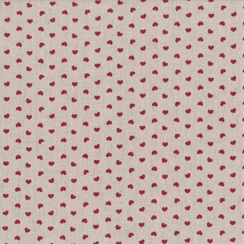 Linen (60") HEARTS - RED/NATURAL