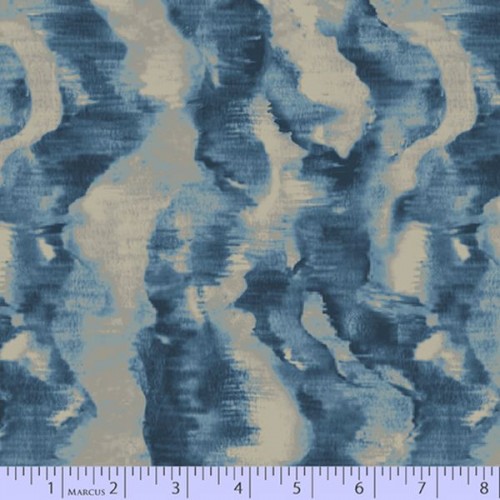 108" Wideback Wavy Stripe - WHITE/BLUE
