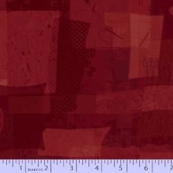 Fabric Scrap Collage - RED