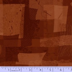 Fabric Scrap Collage - RUST