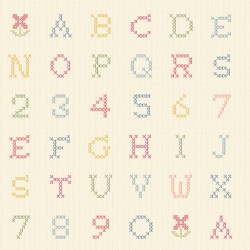 108" Wideback Cross Sticth Alphabet  - MULTI