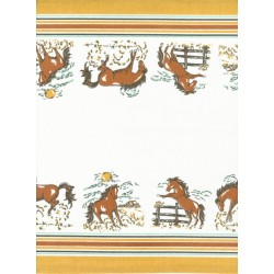 16" Toweling - Horses - WHITE