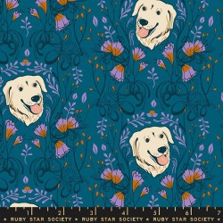 Labrador & Flowers - TEAL