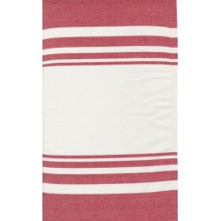 60" Towelling Stripe - WHITE/RED