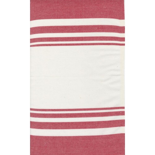 60" Towelling Stripe - WHITE/RED