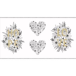 Hearts - WHITE/GOLD (Panel 60cm)