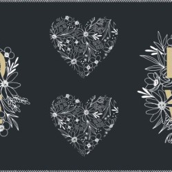 Hearts - BLACK/GOLD (Panel 60cm)