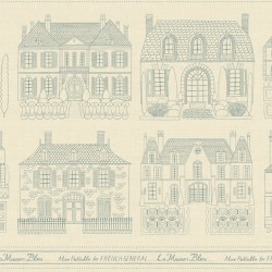 FG-La Maison Bleu Broderie Panel 60cm(Cot/Linen)- PEARL