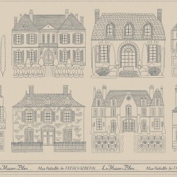FG-La Maison Bleu Broderie Panel 60cm(Cot/Linen) - SMOKE