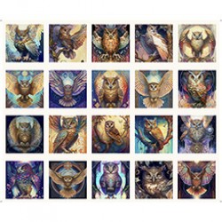 Owl Picture Patches Panel 90cm - CREAM