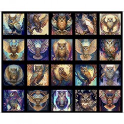 Owl Picture Patches Panel 90cm - BLACK