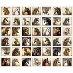 Small Horse Picture Patches Panel - 90cm - CREAM