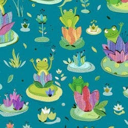 Frogs & Lillies - TEAL