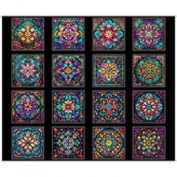 Stained Glass Patches Panel 90cm - BLACK