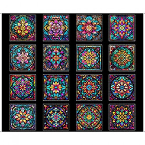 Stained Glass Patches Panel 90cm - BLACK