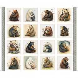 Bear Picture Patches Panel 90cm - CREAM