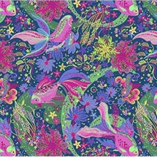 Fish and Floral Allover - BLUE