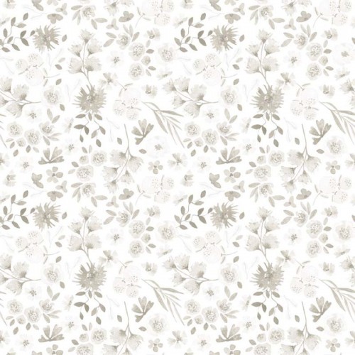 108" Wideback - Floral - WHITE