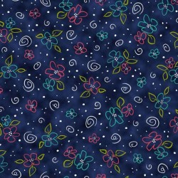 Spaced stylized Floral - NAVY