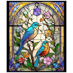 Stained Glass Birds - Panel 90cm