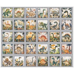 Dinosaurs Picture Patches - Panel 90cm - GREY