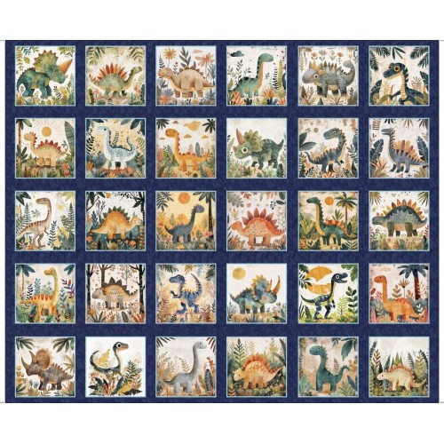 Dinosaurs Picture Patches - Panel 90cm - NAVY