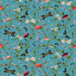 Dragonfly & Floral Toss - BLUE